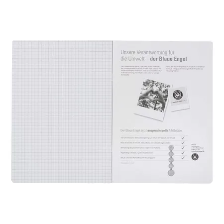 Oxford Recycling Schulheft A4, 16 Blatt, Lineatur 7 (kariert 7 mm), 90 g/m², Optik Paper®
