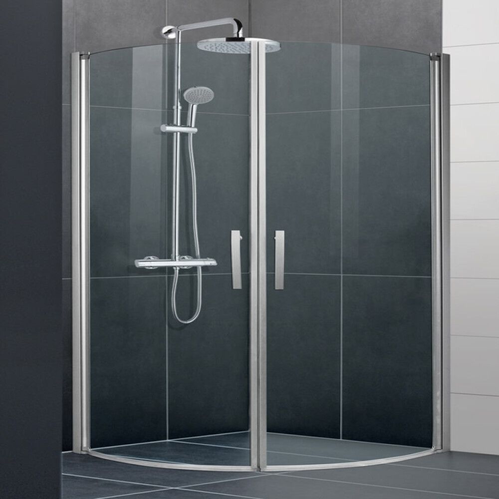 DUSJHJØRNE CAMARGUE DALARÖ RUND 80X80 MATT KROM/KLARGLASS