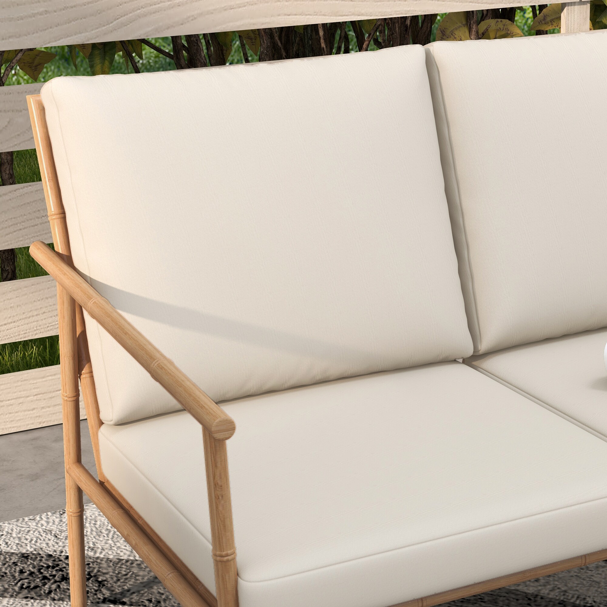 Outsunny Sitzgruppe mit Sitzkissen weiß 122L x 78B x 83H cm