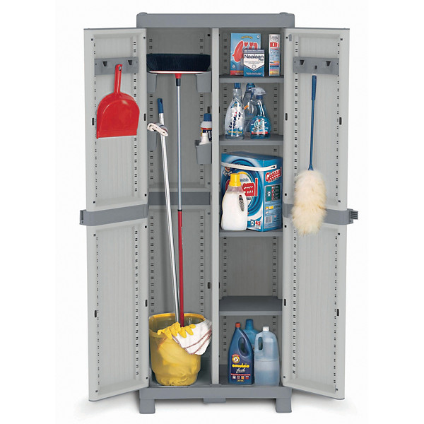 Armoire haute en résine 2 portes Domino l 70 x P 43,8 x H 174,8 cm