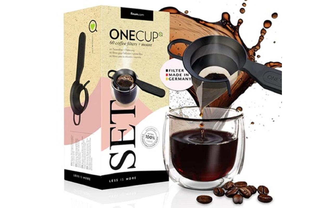 Kaffeefilter One Cup 60 StückKompostierbarer Kaffeefilter mit Halterung
