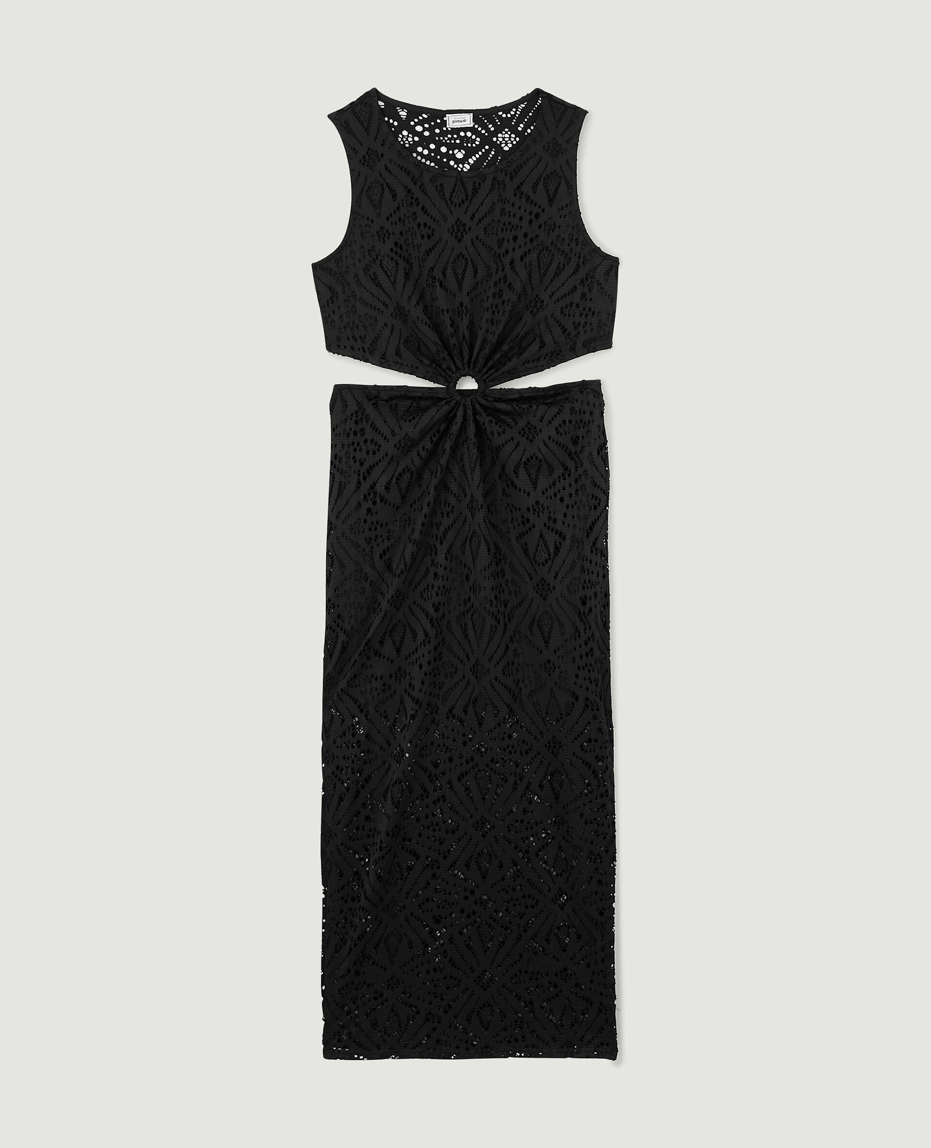 Robe longue avec découpes et anneau central - Noir