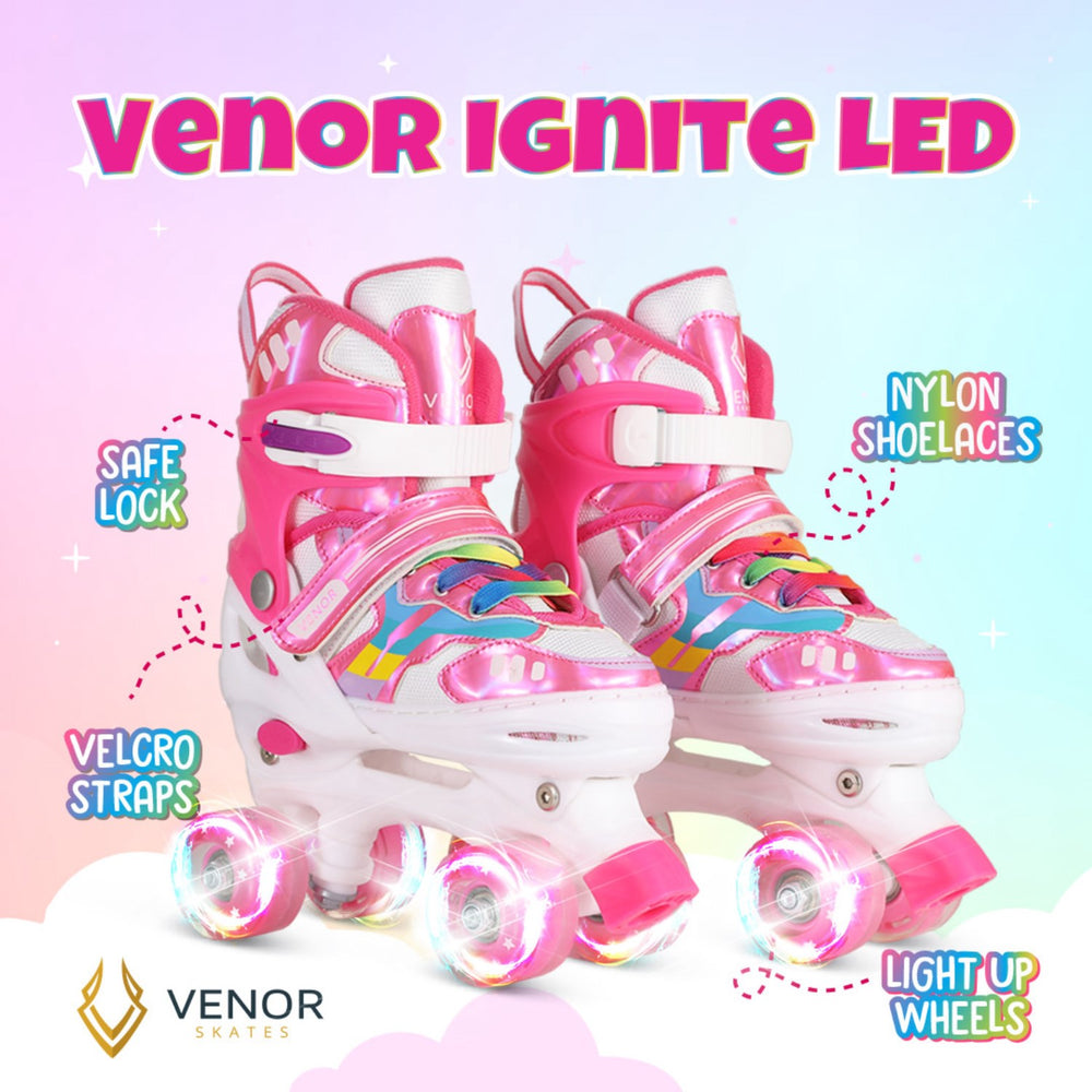 Køb VENOR Shiny Pink Ignite LED Side-By-Side Rulleskøjter