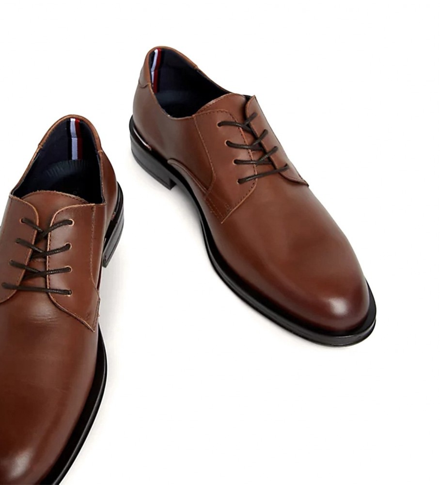 Sapatos Derby de couro marrom Tommy Hilfiger