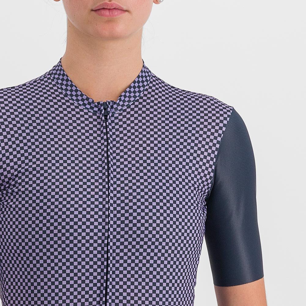 Sportful Checkmate Fietsshirt Korte Mouwen Blauw/Paars Dames