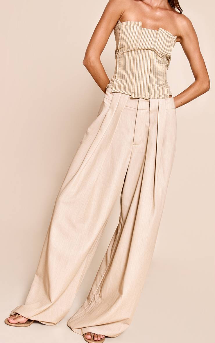 Champignon Pantalon Large Plissé En Tissu Tissé