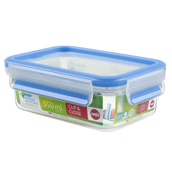 Boîte rectangle Clip & Close bleu 0,55 L Emsa