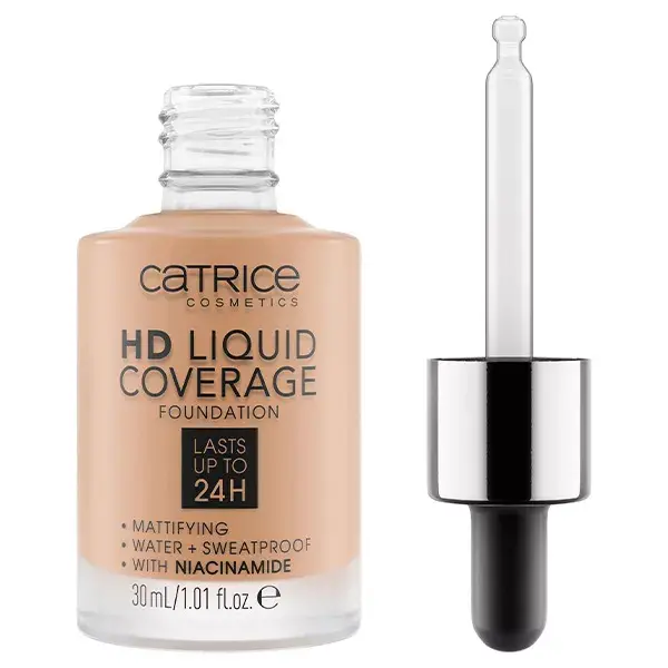 Base líquida Catrice Visage HD com cobertura total, nº 040 Bege Quente, 30ml