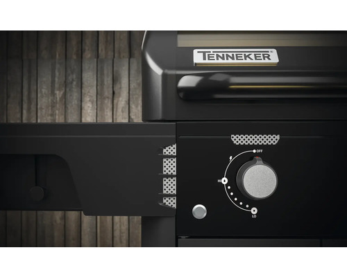 Tenneker® Halo Gas Grill Power Zone TG 3 156,4 x 61 x 117,5 cm 3 branders + zijbrander, gietijzeren rooster, platformsysteem, glazen inzetstuk in het deksel