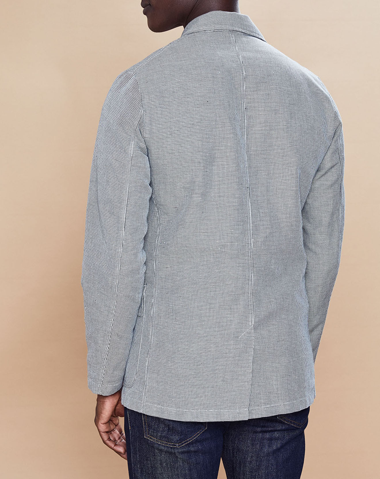 Hartford Veste en Coton & Lin Jetty imprimée pied de poule grise