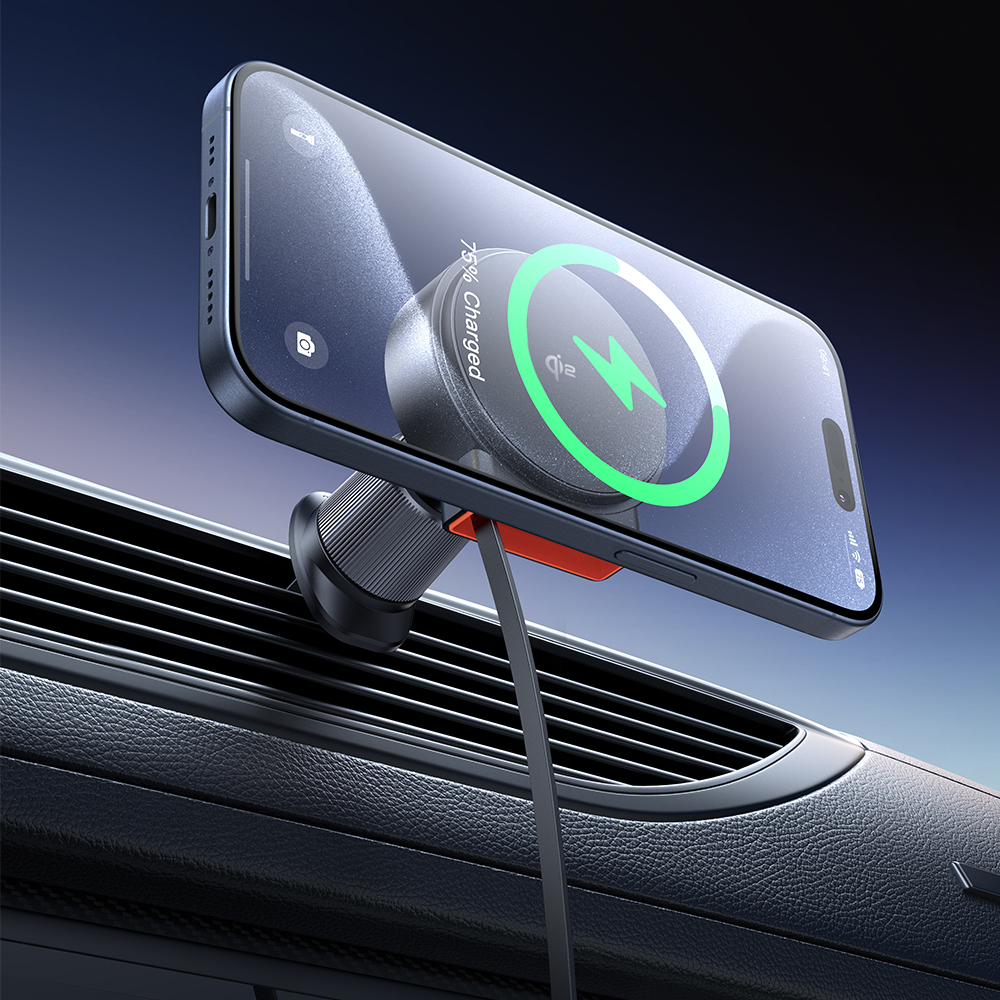 (15W) MagSafe Auto KFZ Halterung für Lüftungsgitter Qi2 Wireless Fast Charging Ladestation mit USB C Ladekabel - Schwarz
