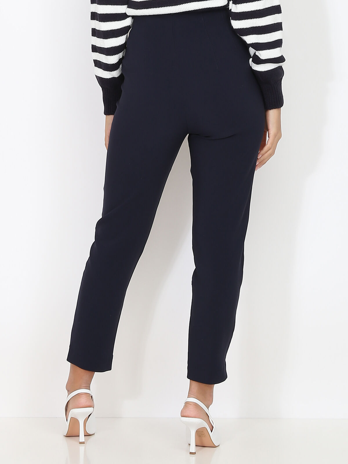 Pantalon droit taille haute- Bleu marine