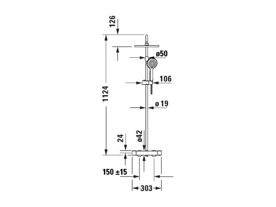 Colonne de douche thermostatique DURAVIT 1000 Bronze brossé