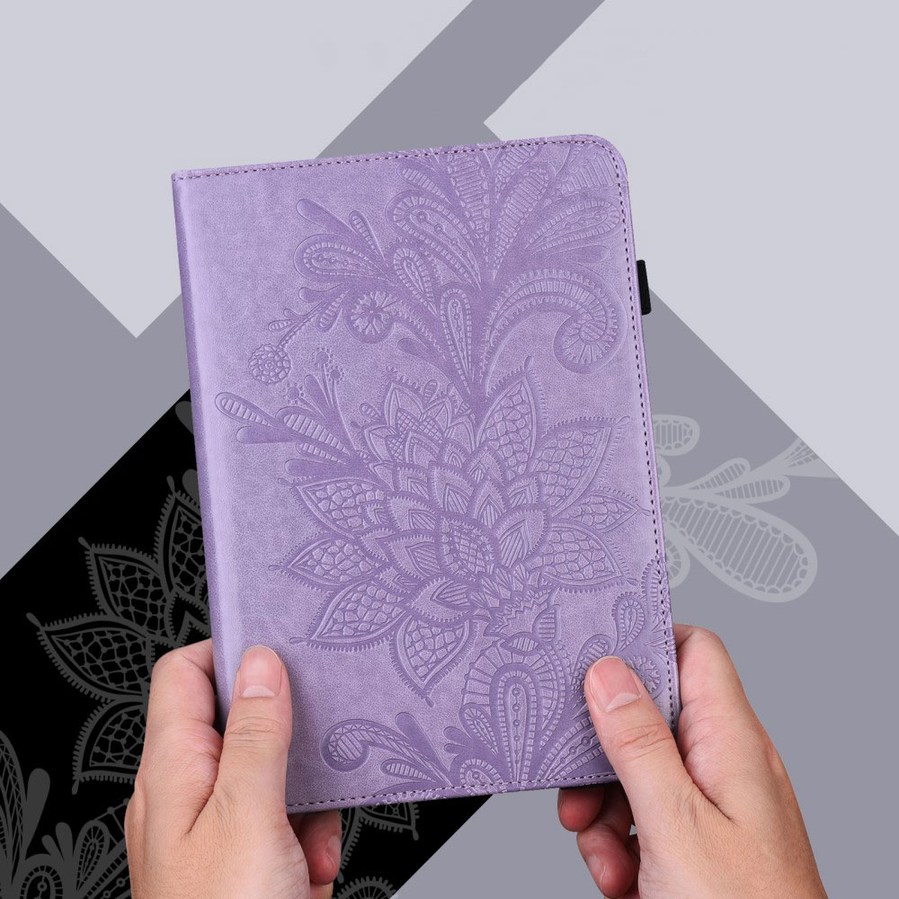 Samsung Galaxy Tab A8 10.5 (2021) Leder Tasche Flip Cover Blumen Mandala Imprint - Lila