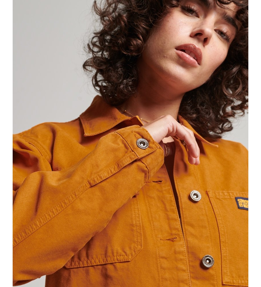 Jaqueta Superdry Vintage de Algodão Orgânico, Laranja e Marrom