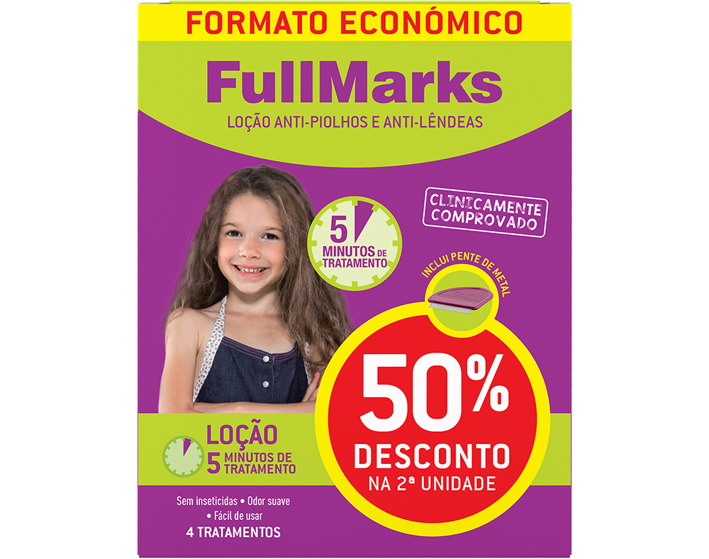 LOÇÃO FULLMARKS ANTI PIOLHOS 2X100ML 50% 2ªUN