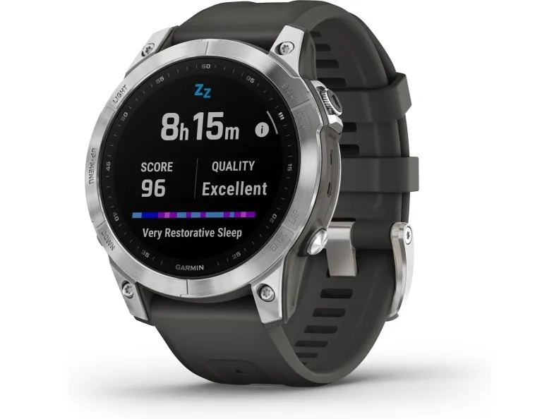 Garmin fenix 7 - 47 mm - sølv - sportsur med bånd - silikone - grafit - håndledsstørrelse: 125-208 mm - display 1.3
