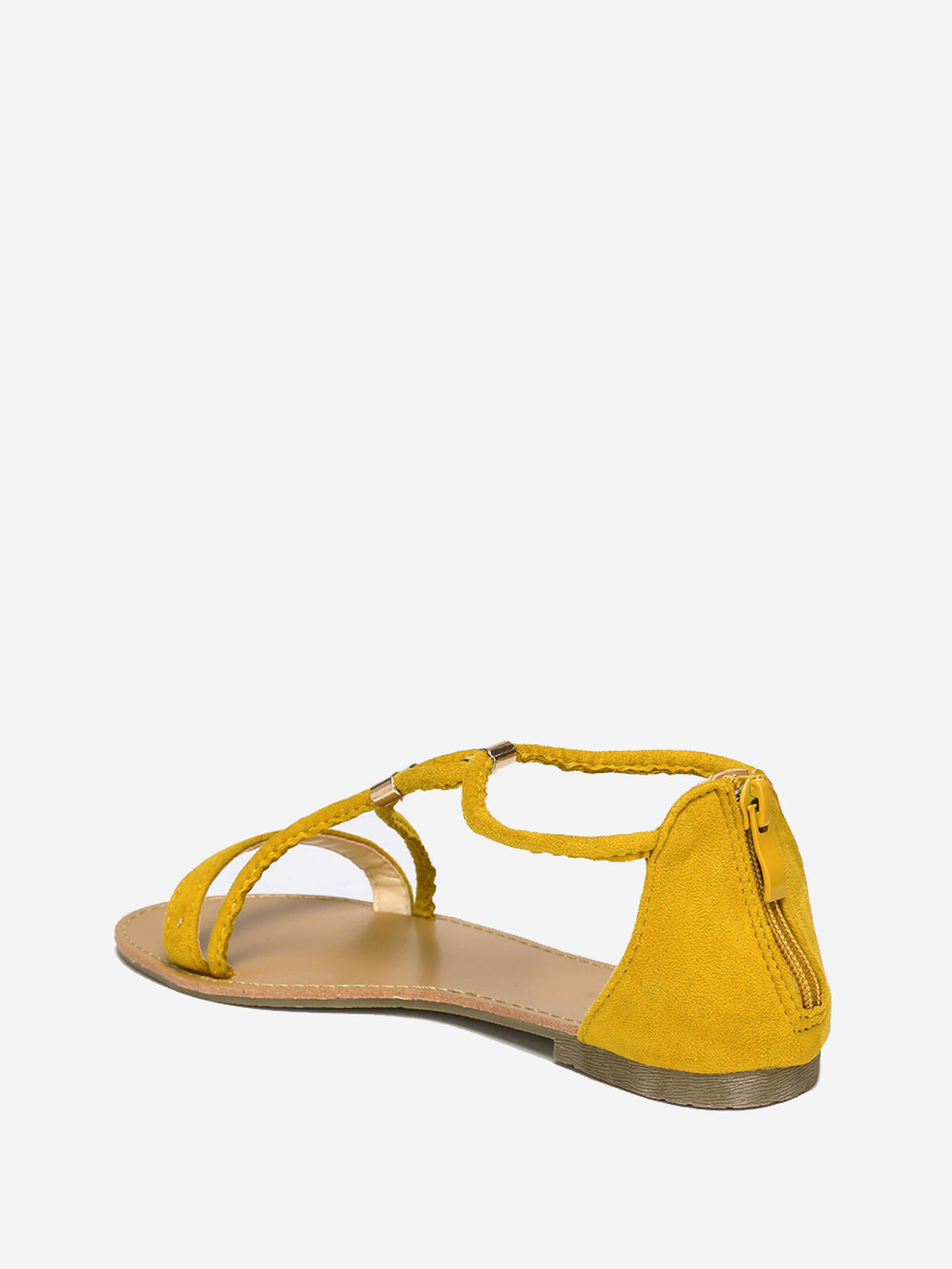Sandales à brides détails métallisés- Jaune