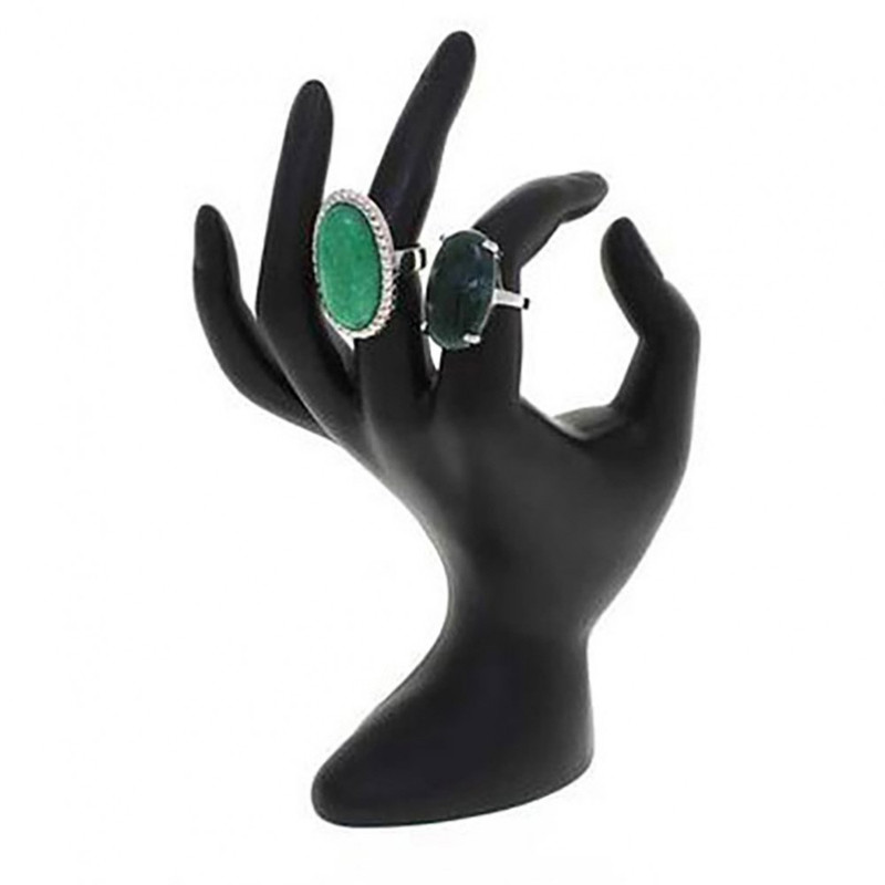 Porte bijoux porte bague main en résine brillante Noir