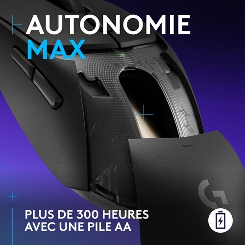 Souris Logitech sans fil G309 LIGHTSPEED, légère, Switchs hybrides LIGHTFORCE, capteur HERO 25K - Noire