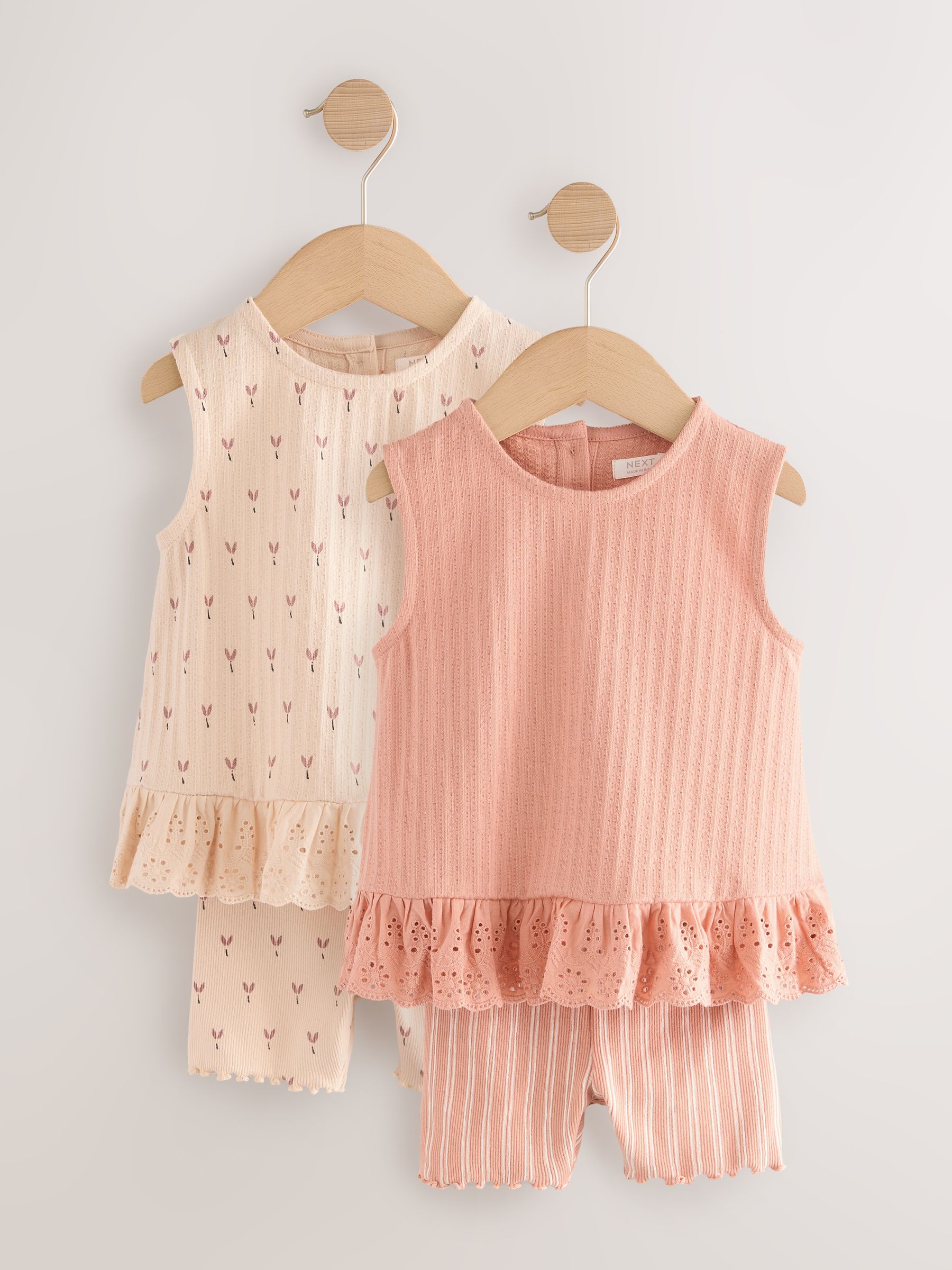 Neutraal fijne print - Set van 2 hemdjes en shorts (3mnd -7jr)