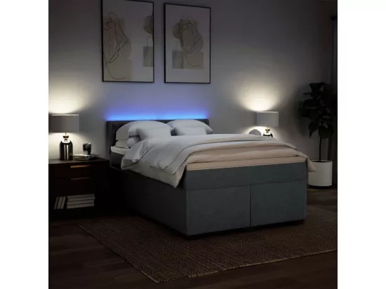 Sommier à lattes de lit avec matelas Gris foncé 160x200cm Tissu