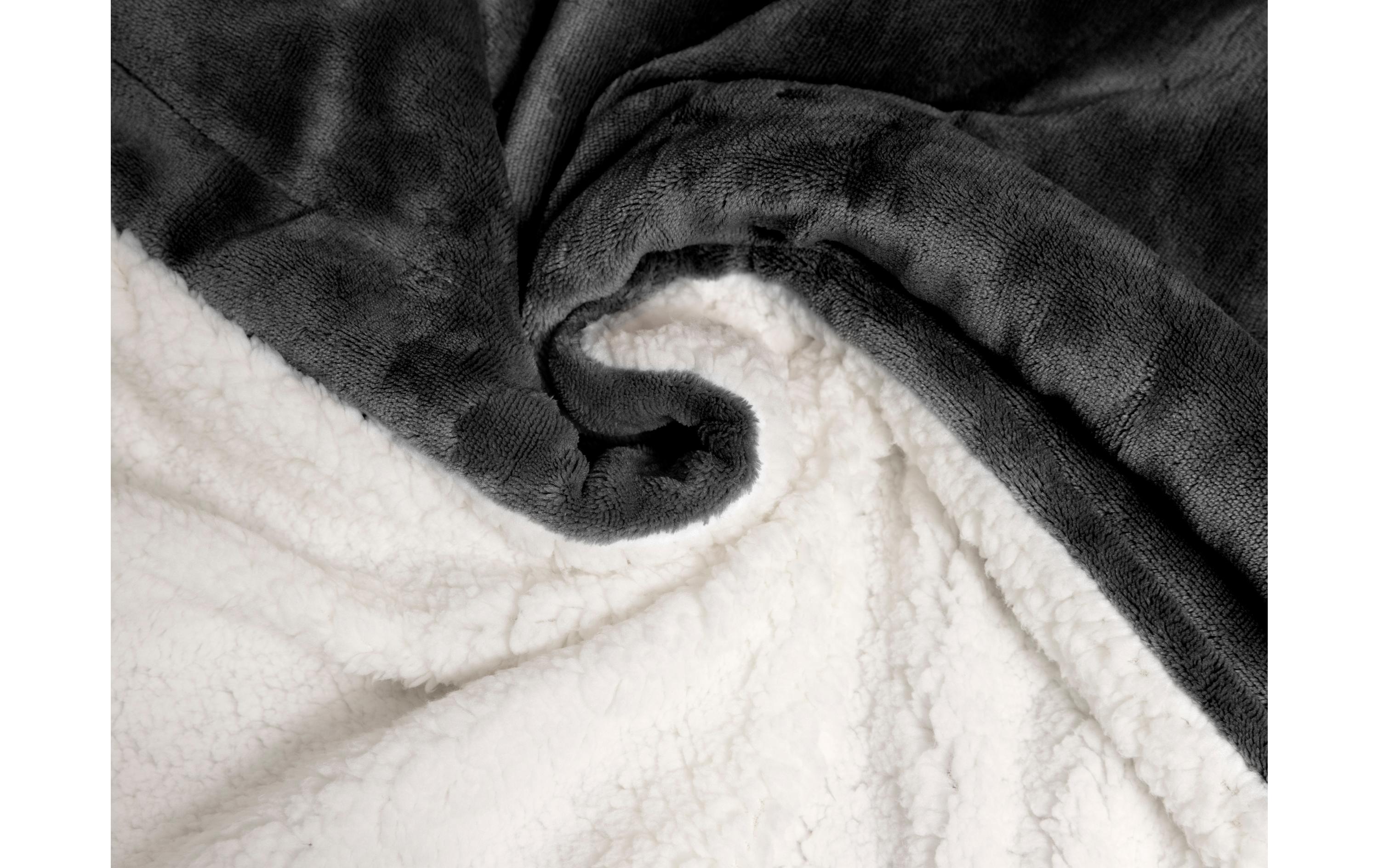 Decke Fleece Sherpa 150 x 200 cm, Anthrazit-WeissFlauschige Fleecedecke