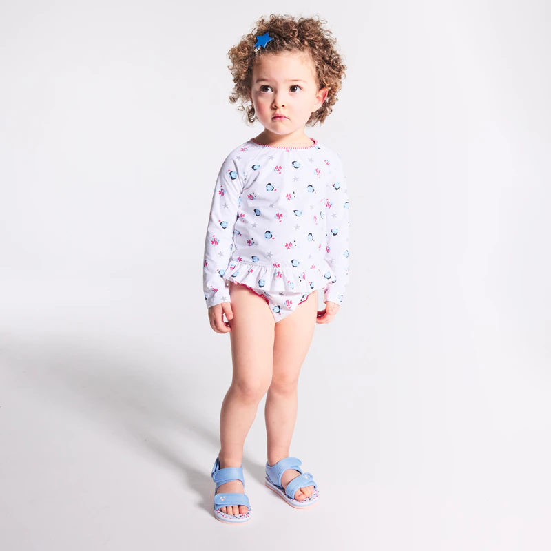 Culotte de bain imprimé poissons bébé fille Gris ou noir
