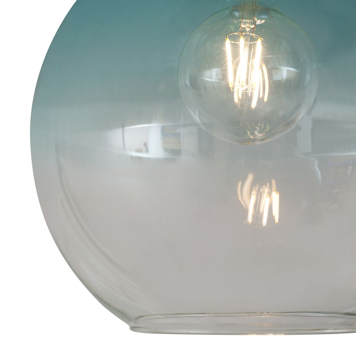 Art Deco plafondlamp messing met blauw glas - Sandra