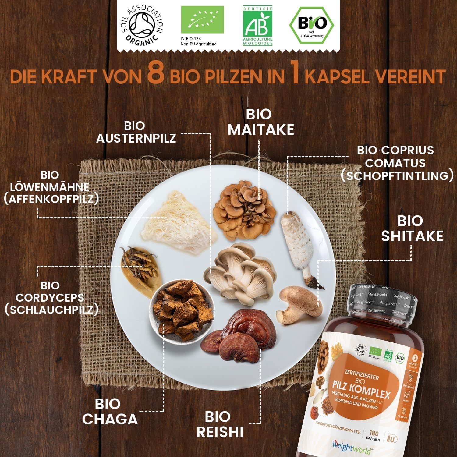 WeightWorld BIO Pilz Komplex mit 8 Pilzsorten
