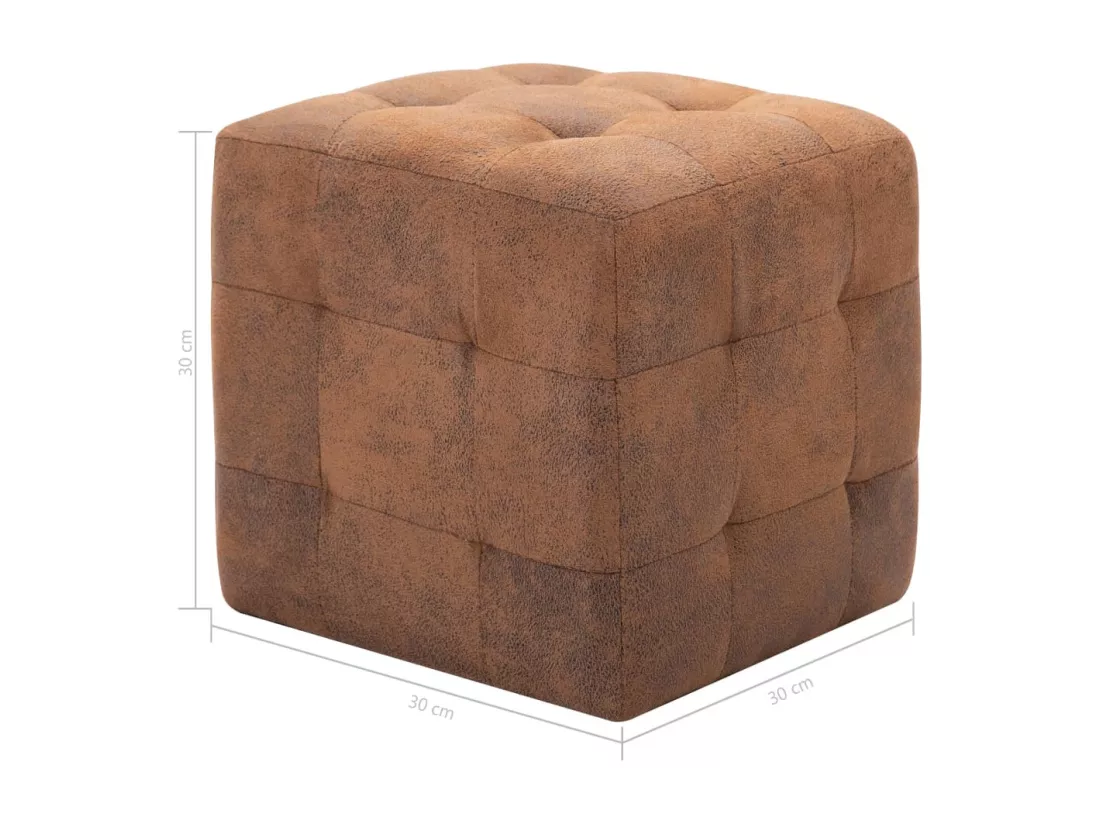 2 pcs Poufs Marron 30 x 30 x 30 cm Similicuir daim