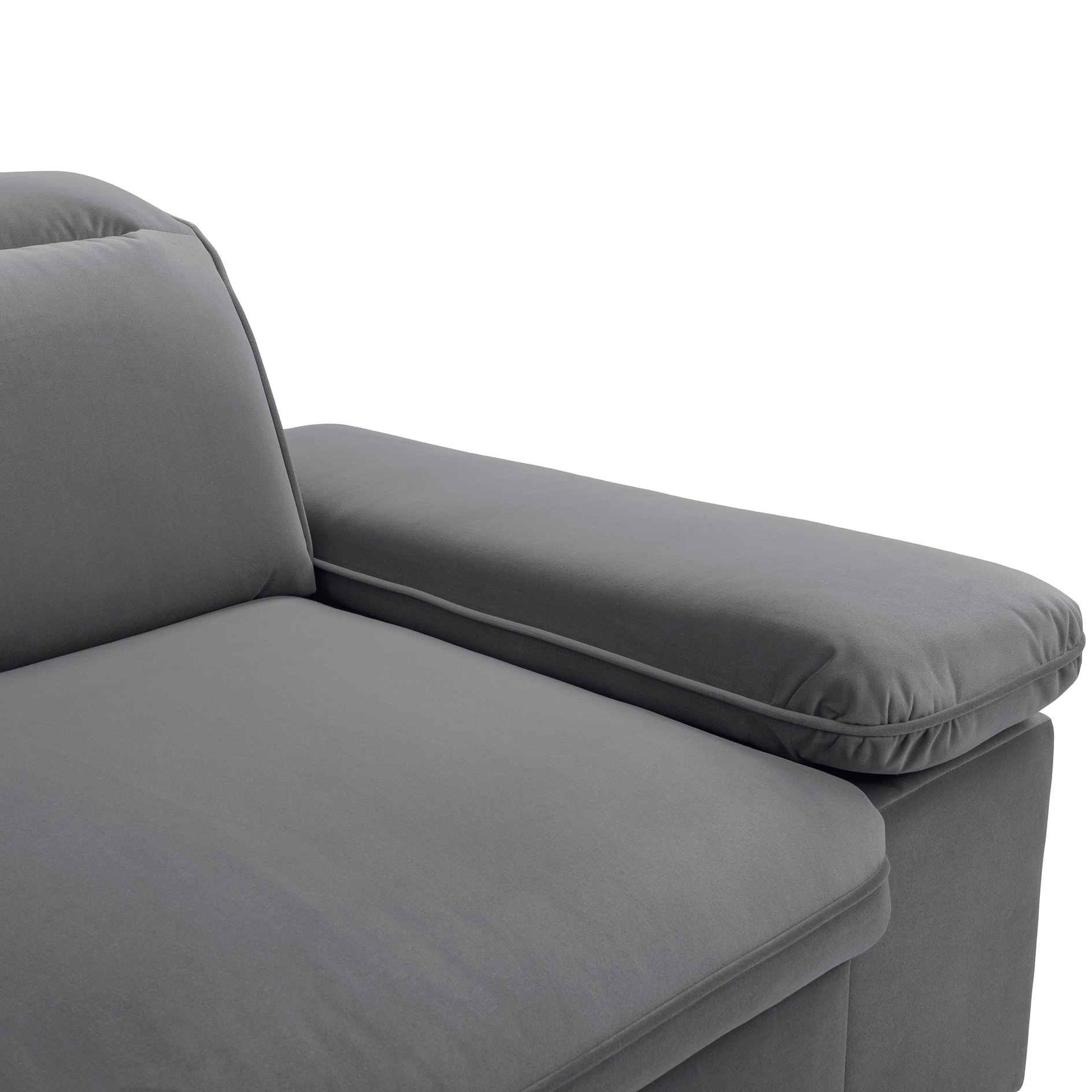 Ecksofa - schwarz - Plüschgewebe - Liegefunktion - Staukasten rechts