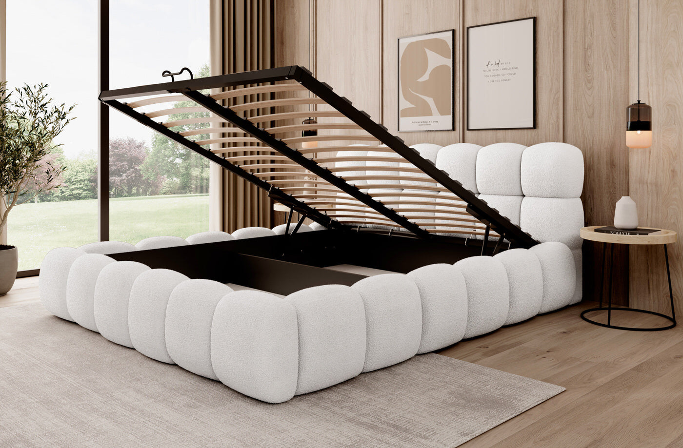 Trae Mobler Boston 160 x 200 cm Gestoffeerd Bed Naturel