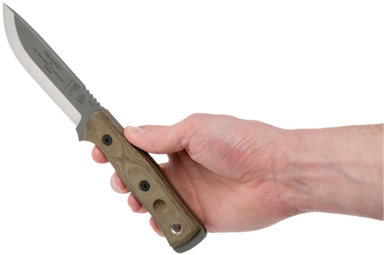 TOPS Knives B.O.B. Fieldcraft 154CM Green Canvas Micarta BROS-154-GCM bushcraftmes