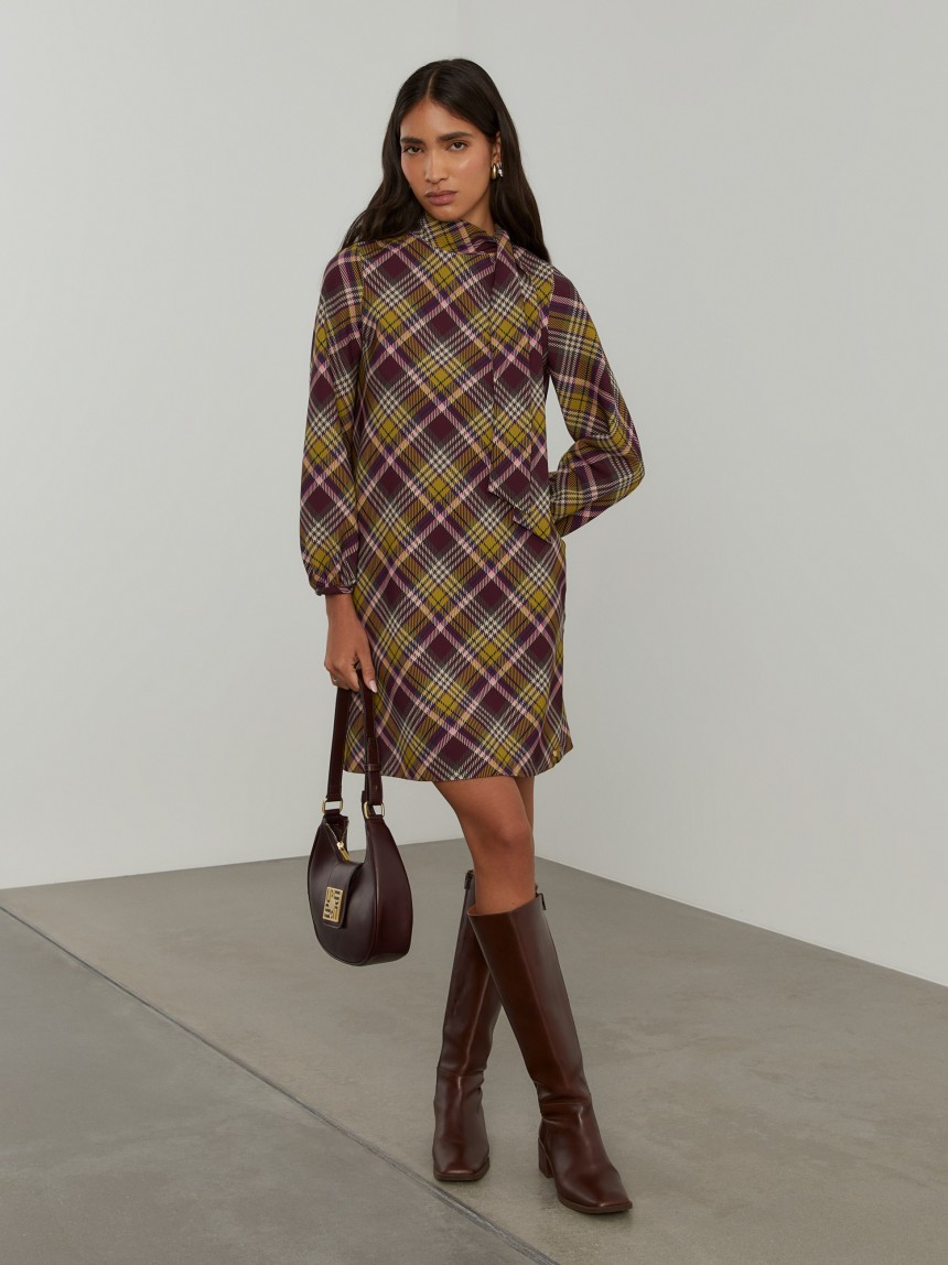 Vestido tartan manga comprida