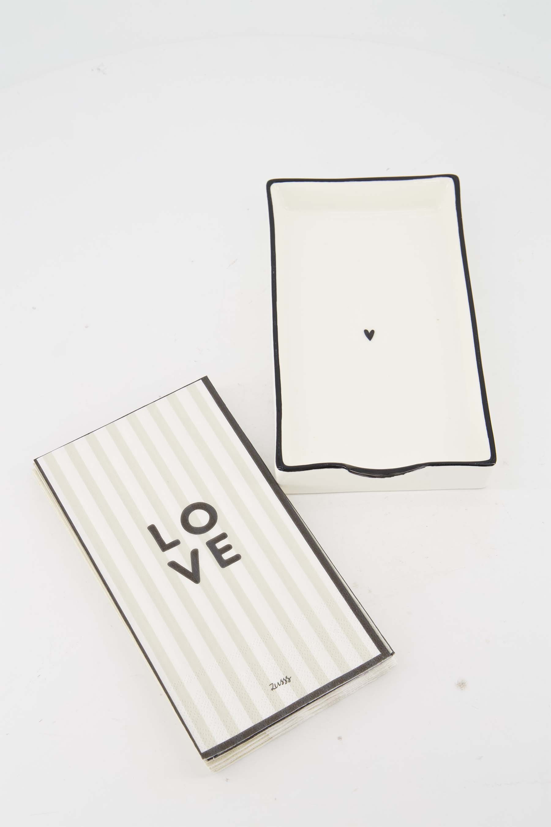 Set - servetten en servethouder Love