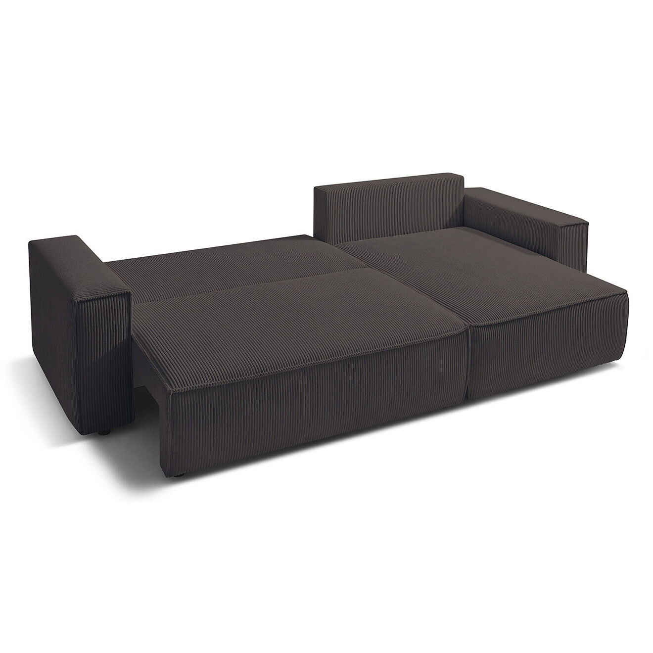 Bobochic Canapé d'angle convertible reversible Nihad en velours côtelé marron - 282x153  cm