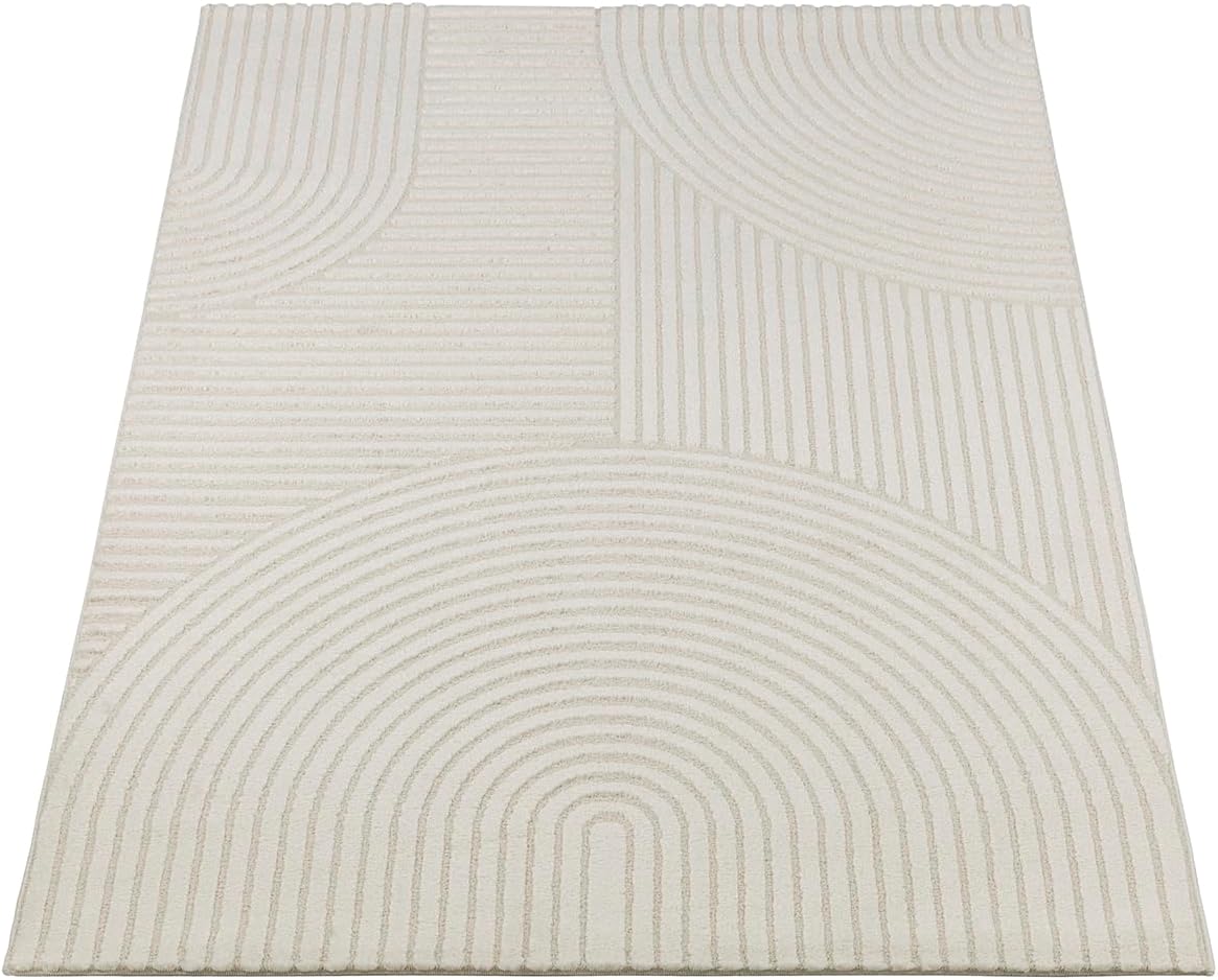 the carpet Everest - Moderner Kurzflor Teppich Hoch-Tief-Struktur, 3D-Effekt, weiche Oberfläche und hohe Flordichte, ideal für Wohnzimmer & Schlafzimmer, Creme, 200 x 290 cm