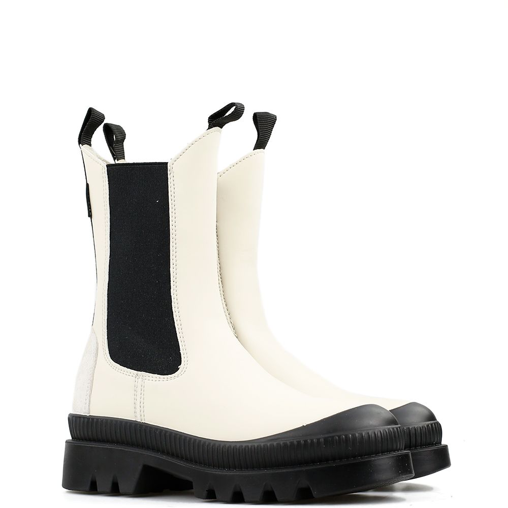 Bikerboots met elastiek Beige - Zwart