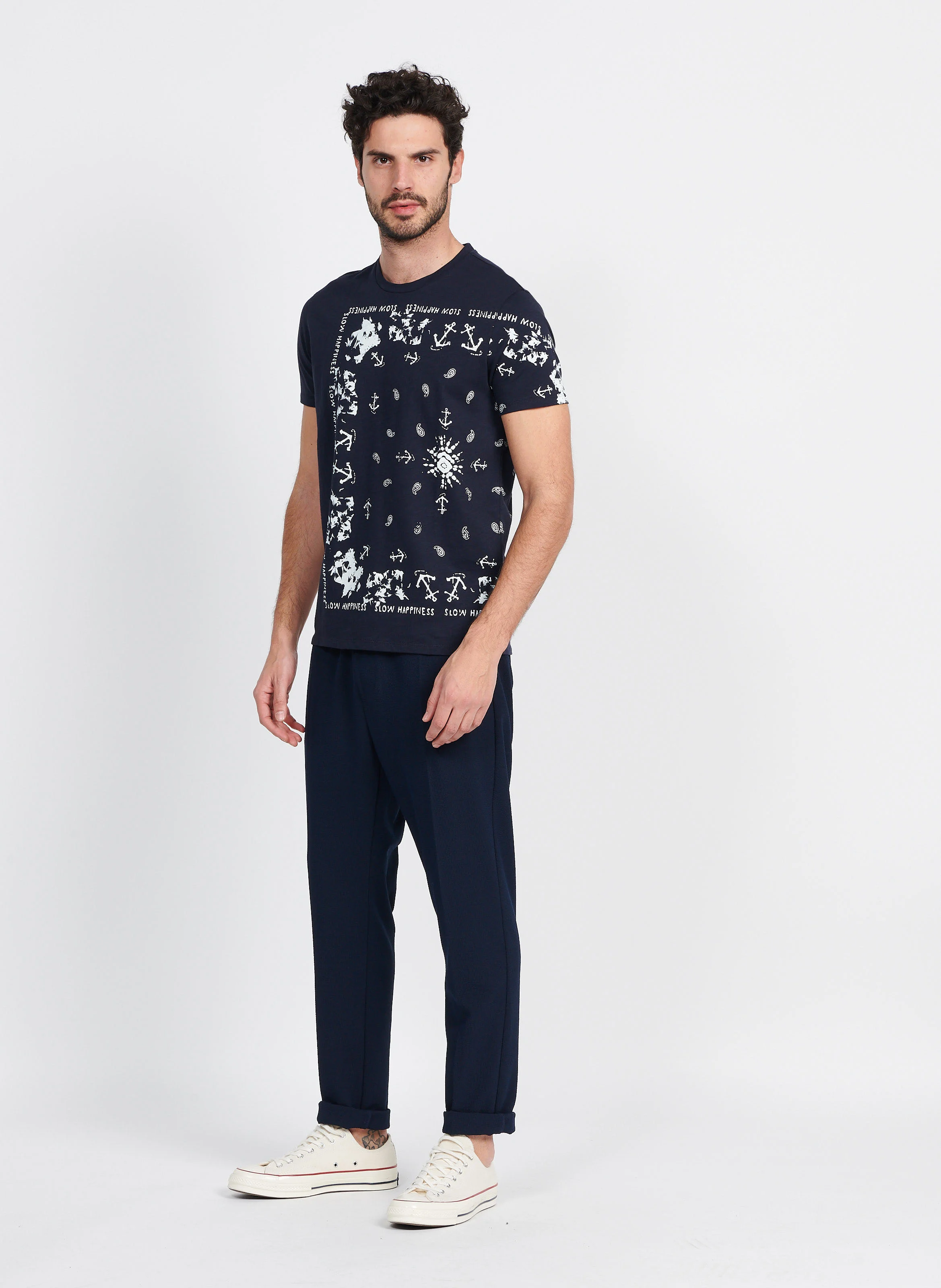 Pantalon carotte élastique | Bleu