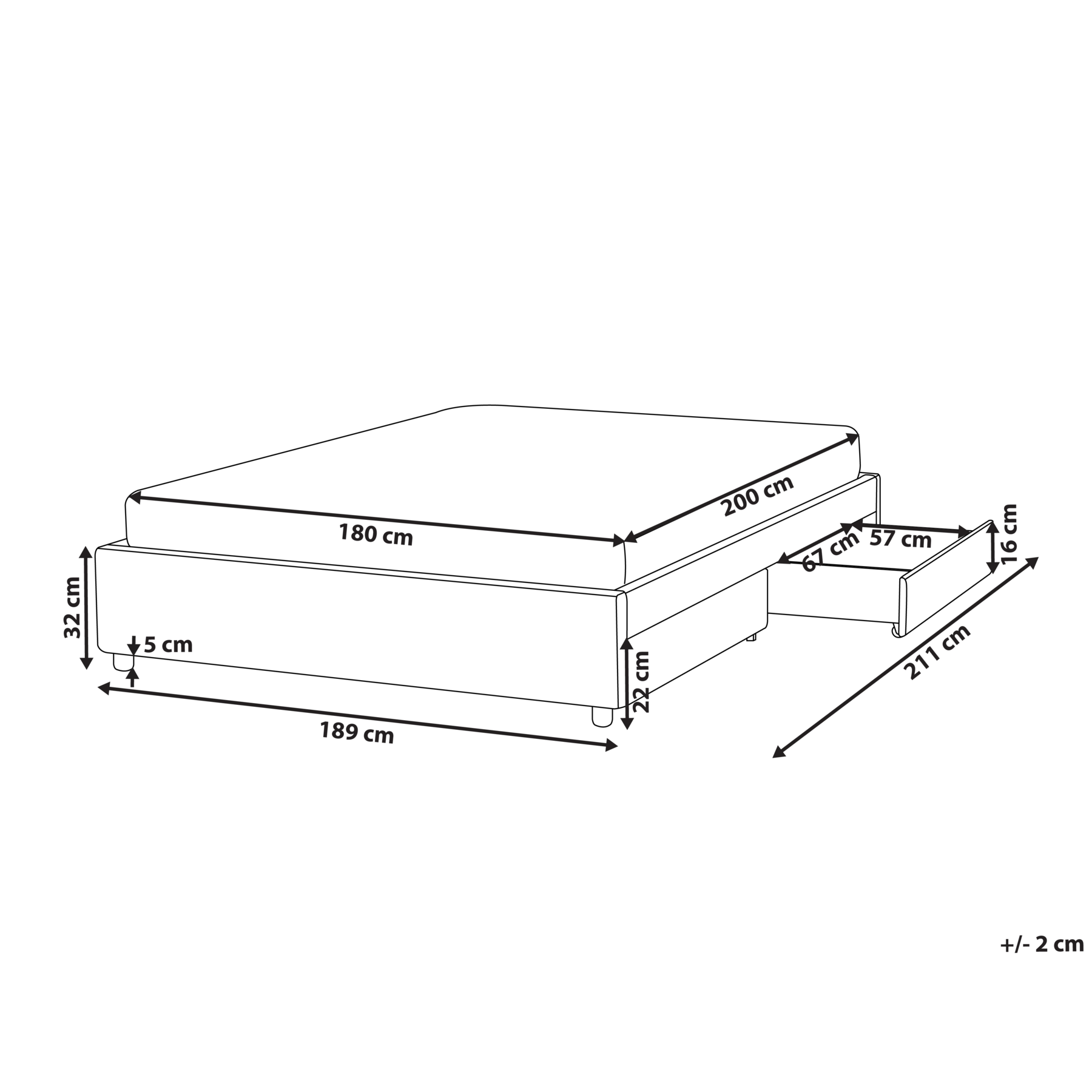 Beliani-PRADES-Bed met opbergruimte-Lichtgrijs-180 x 200 cm-Polyester