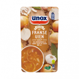 Unox Franse uien soep met grofgesneden ui, zwarte peper en laurier
