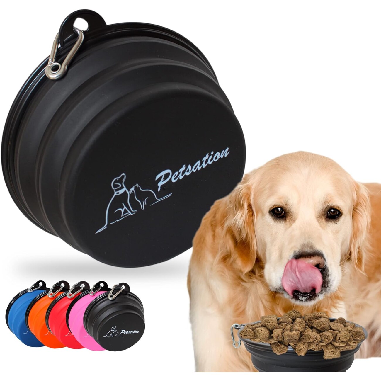 Petsation Faltbarer Reisenapf schwarz 350 cm³