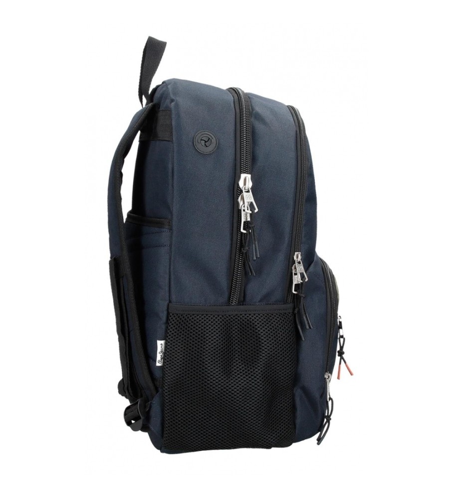 Mochila Pepe Jeans Cromwell com dois compartimentos, 45 cm, adaptável a mala de rodinhas, preta.