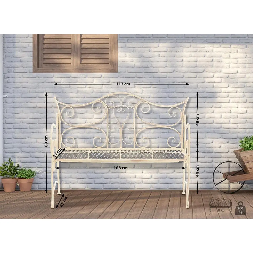CLP Tuinbank Tara 113 cm - antiek/creme