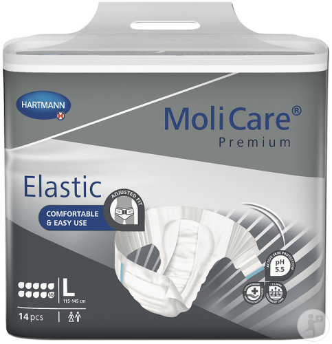 Molicare Premium Elastic Slip 10 Gouttes Taille L Incontinence Très Sévère 14 Pièces