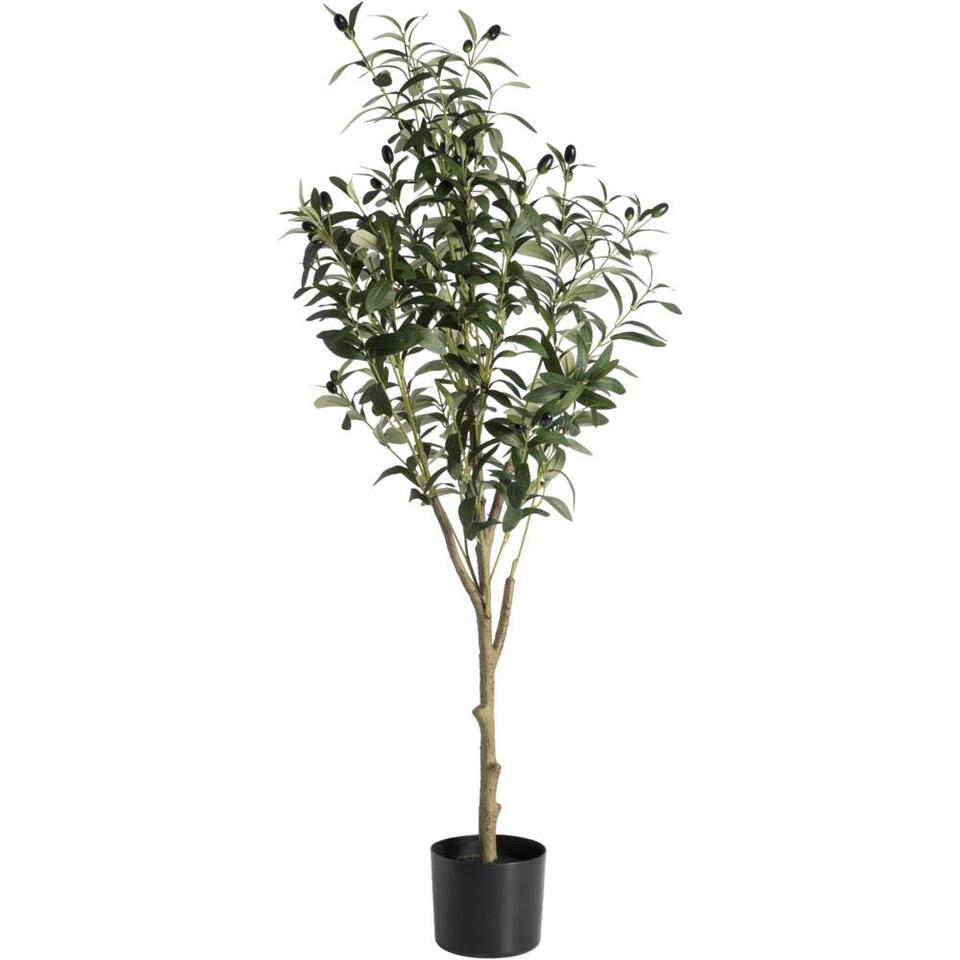 Kunstboom in pot Olijfboom - groen/zwart - 120 cm