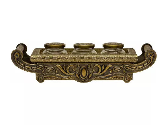 Plateau en métal repoussé couleur cuivre 43x17,5x7h