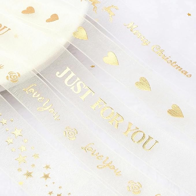(2.5cmx9m) Geschenkband Organza Deko Band mit Schriftzug Print - Love You