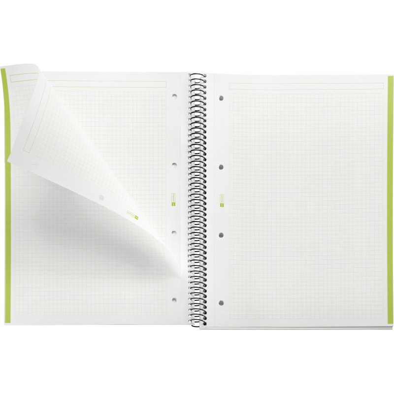 Notebook The Original, Couverture souple, A4, quadrillage 5x5 mm, 80 feuilles de 1 couleur, Miquelrius, Vert.